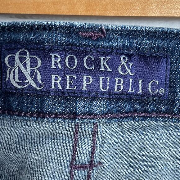 Rock and Republic Womens Size 29 Purple Embroidered Denim Bootcut Jeans mn, - Picture 8 of 14